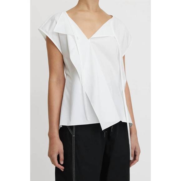 NEW LEE MATHEWS andy tie neck top in natural - Picture 1 of 5